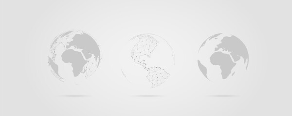 Obraz premium Global network connection with business concept and world map line, vector illustrator
