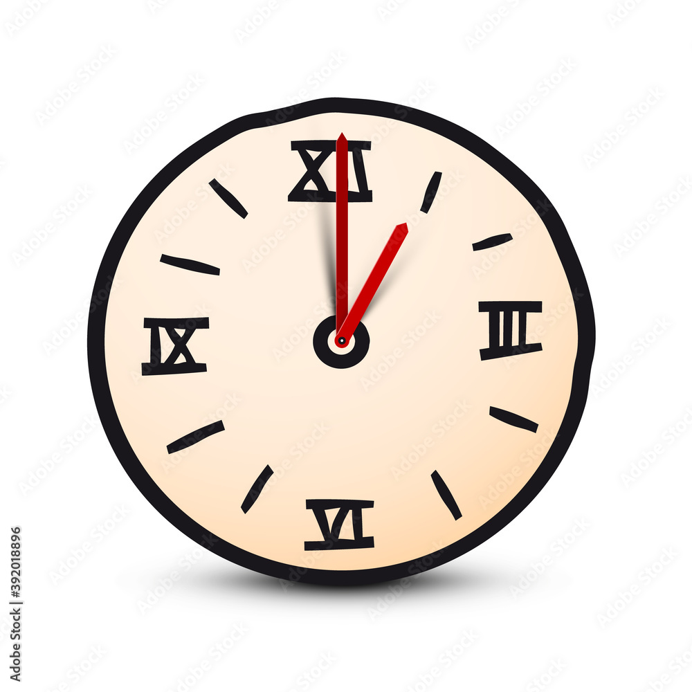 Poster simple clock icon with roman numbers - time vector symbol