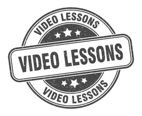 video lessons stamp. video lessons label. round grunge sign