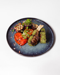 ribs on a plate on a white background