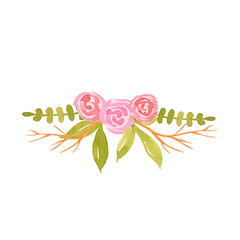 Watercolor pink flower bouquet with twigs. Hand drawn spring floral illustration. Perfect for wedding invitations, spring greeting card, posters..