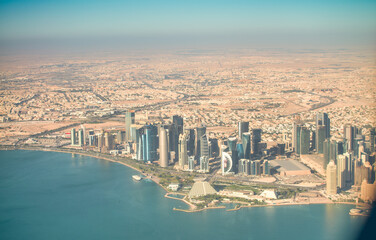 Fototapeta na wymiar Aerial view of Doha Downtown, Qatar