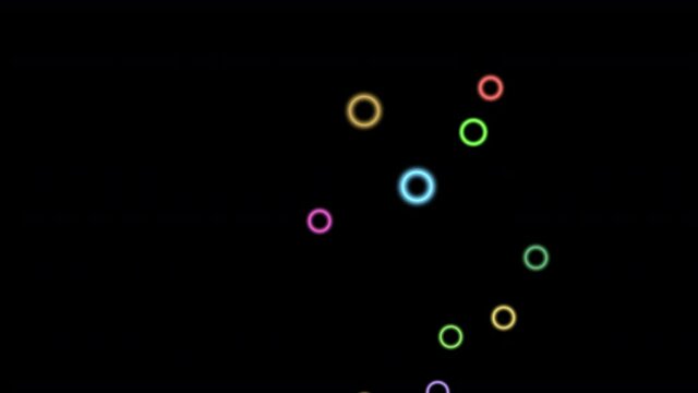 Motion graphics, multicolored, neon colored circle floating up.