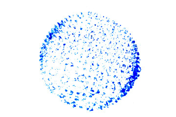 Blue color ink in round shape textured background as stamp or frame with copy space