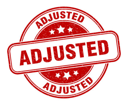 adjusted stamp. adjusted label. round grunge sign