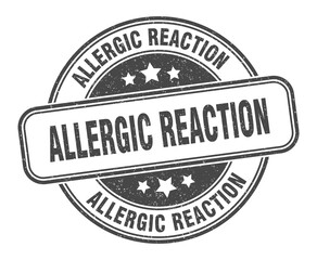 allergic reaction stamp. allergic reaction label. round grunge sign