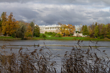 autumn landscape with an old Palace, Pushkin city, Saint Petersburg, autumn 2020