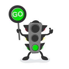 Traffic light mascot, green light, go