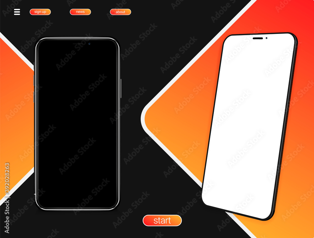Poster smartphone blank screen, phone mockup. template for infographics or presentation ui design interface