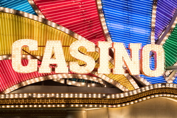 Neon light casino sign 