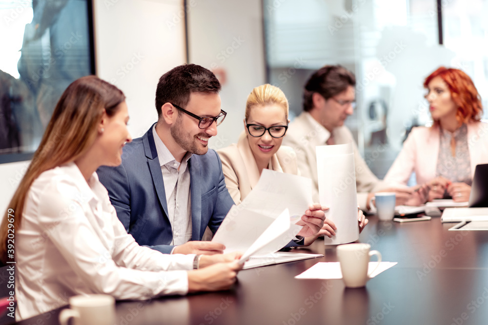 Wall mural business people in modern office