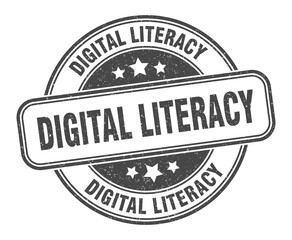 digital literacy stamp. digital literacy label. round grunge sign