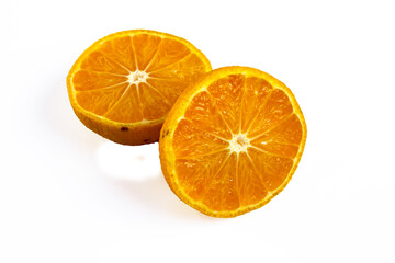 Sliced orange. Orange slices on a white background.