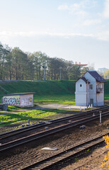 Fototapeta na wymiar Railway tracks in the morning