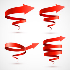Set of red spiral arrows