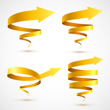 Set of yellow spiral arrows