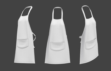 White aprons, apron mockup, clean apron, design presentation for print, 3d illustration, 3d rendering