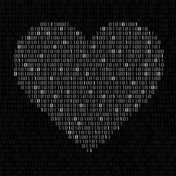 Abstract heart of binary code. Digital love, technology symbol