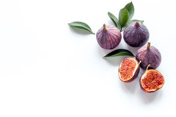 Fresh ripe figs. Mediterranean fruit, top view