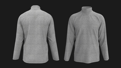 Longsleeves turtleneck shirt, 3d rendering, 3d illustration