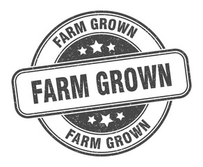 farm grown stamp. farm grown label. round grunge sign