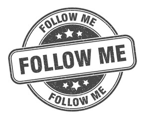 follow me stamp. follow me label. round grunge sign