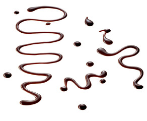 Set of different shaped chocolate sauce drizzles