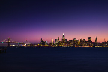 Fototapeta na wymiar Panoramic View of Lighted City at Night
