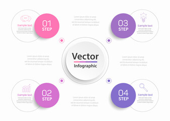Vector infographic template with icons and 4 options or steps. Infographics concept for business. Can be used for presentations banner, workflow layout, process diagram, flow chart, info graph
