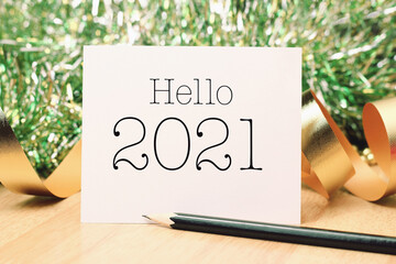 Hello new year 2021 with decoration.