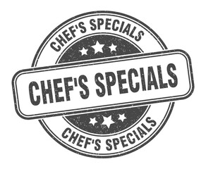 chef's specials stamp. chef's specials label. round grunge sign