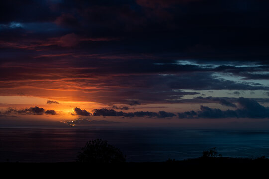 Sunset over the ocean on Big Island of Hawaii