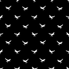 Birds Flying Motif Silhouette Seamless Pattern