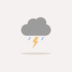 Storm. Color icon with shadow. Weather vector illustration