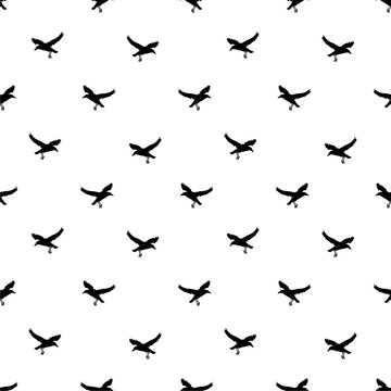 Birds Flying Motif Silhouette Seamless Pattern