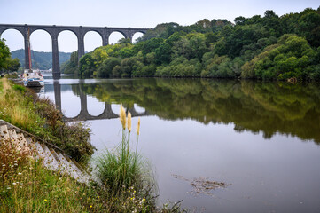 Fototapeta na wymiar landscape of old viaduct over the river