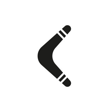 Boomerang icon. Vector black and white silhouette of a boomerang