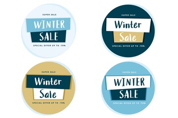 Obraz premium Winter sale label template with hand drawn lettering, vector illustration