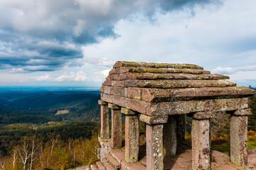 Monument on the Donon mountain peak in the Vosges. Historic sacred place where the rituals of the...