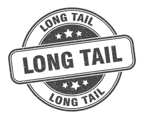 long tail stamp. long tail label. round grunge sign