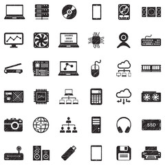 IT Icons. Black Scribble Design. Vector Illustration.