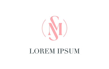 Logo - abbreviation, two letters M and S in a circle. Typographic logo for beauty salon