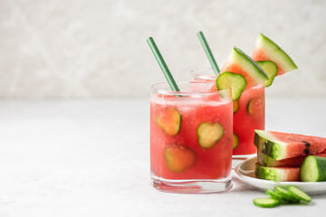 Watermelon cucumber sparkler. Space for text.
