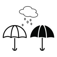 November rain. umbrella icon. umbrella sign. with raindrops. vector illustration