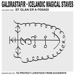 vector icon with ancient Icelandic magical staves Ef Olan Er Aá Fenadi. Symbol means and is used to protect livestock from accidents