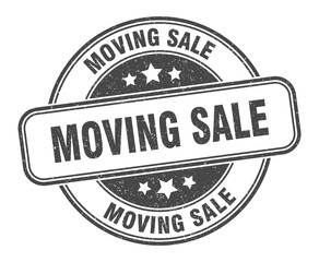 moving sale stamp. moving sale label. round grunge sign