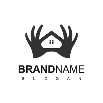 House Hand, Property Care And Real Estate Logo Template
