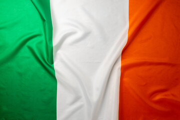 Photo of rippled national flag of Ireland
