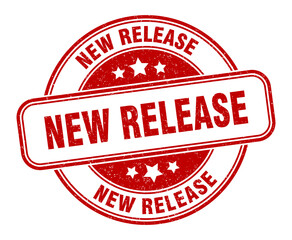 new release stamp. new release label. round grunge sign
