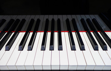 Piano keyboard background with selective focus - vintage filter.